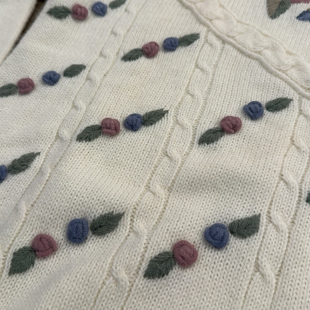 Vintage Alfred Dunner knit embroidered jumper sweater like love shack fancy - Picture 4 of 8